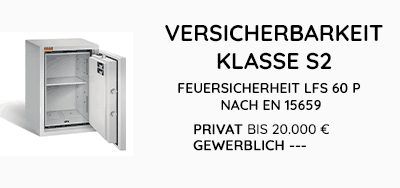 Möbeltresore Klasse S2 nach EN 14450, LFS 60 P